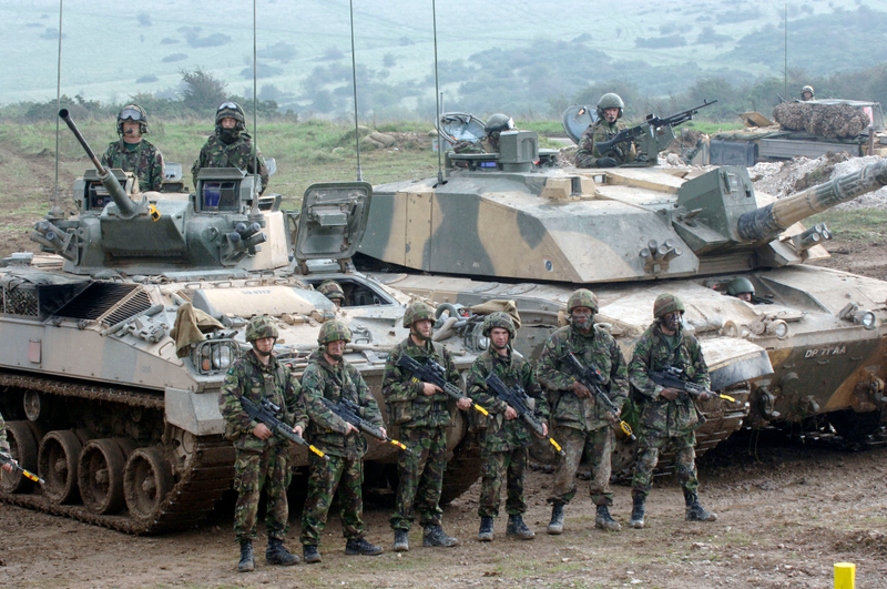 Challenger 2 alongside the British Army’s mechanized infantry combat vehicle, the Warrior.